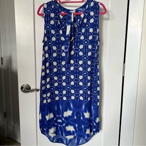 ANTHROPOLOGIE Knit Dress Tunic Blue White Tie-Dye NEW